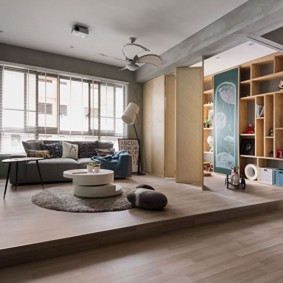 ห้องนอนและห้องเด็กในแนวคิดการตรวจสอบหนึ่งห้อง