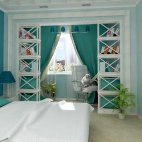 ภาพการตกแต่งห้องนอนสีเขียวขุ่น