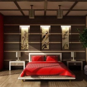 ภาพการออกแบบห้องนอนสีแดง