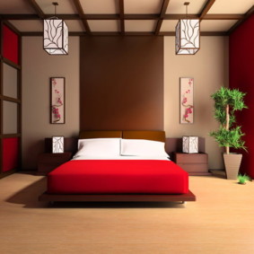 ภาพถ่ายภายในห้องนอนสีแดง