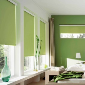 ตกแต่งภาพถ่ายห้องนอนสีเขียว