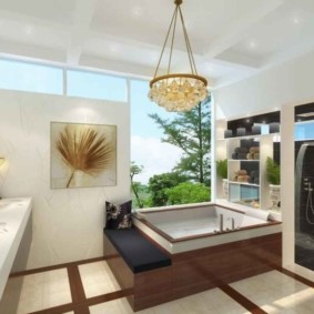 ห้องน้ำพร้อมภาพการตกแต่งภายในแบบพรีเมี่ยม