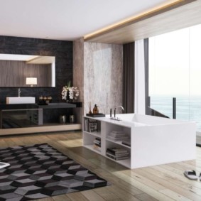 ห้องน้ำพร้อมภาพการตกแต่งภายในแบบพรีเมี่ยม