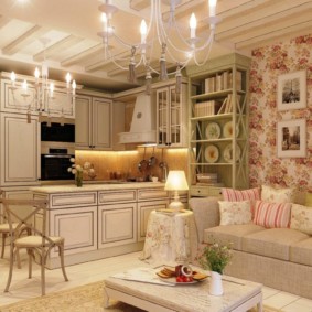 ห้องครัวห้องรับแขกสไตล์โปรวองซ์