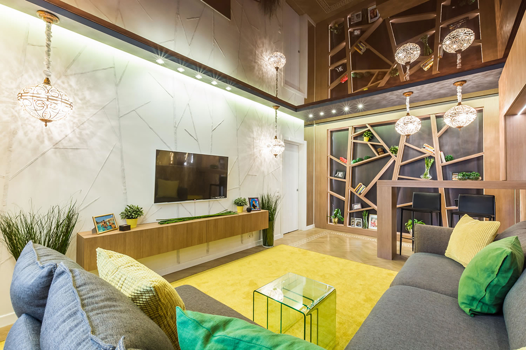 ห้องนั่งเล่นห้องนอน 20 ตร. ม. ตกแต่งรูปภาพ