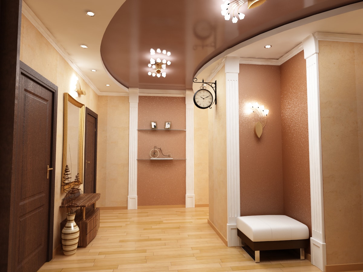 ทางเดินที่มีแนวคิดการออกแบบเพดาน drywall