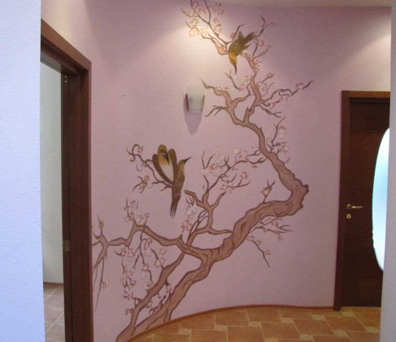 วาดภาพบนผนังในการตกแต่งภายในห้องโถง
