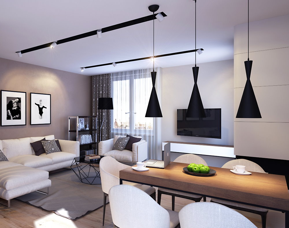 Design studio apartment ในสไตล์ทันสมัย