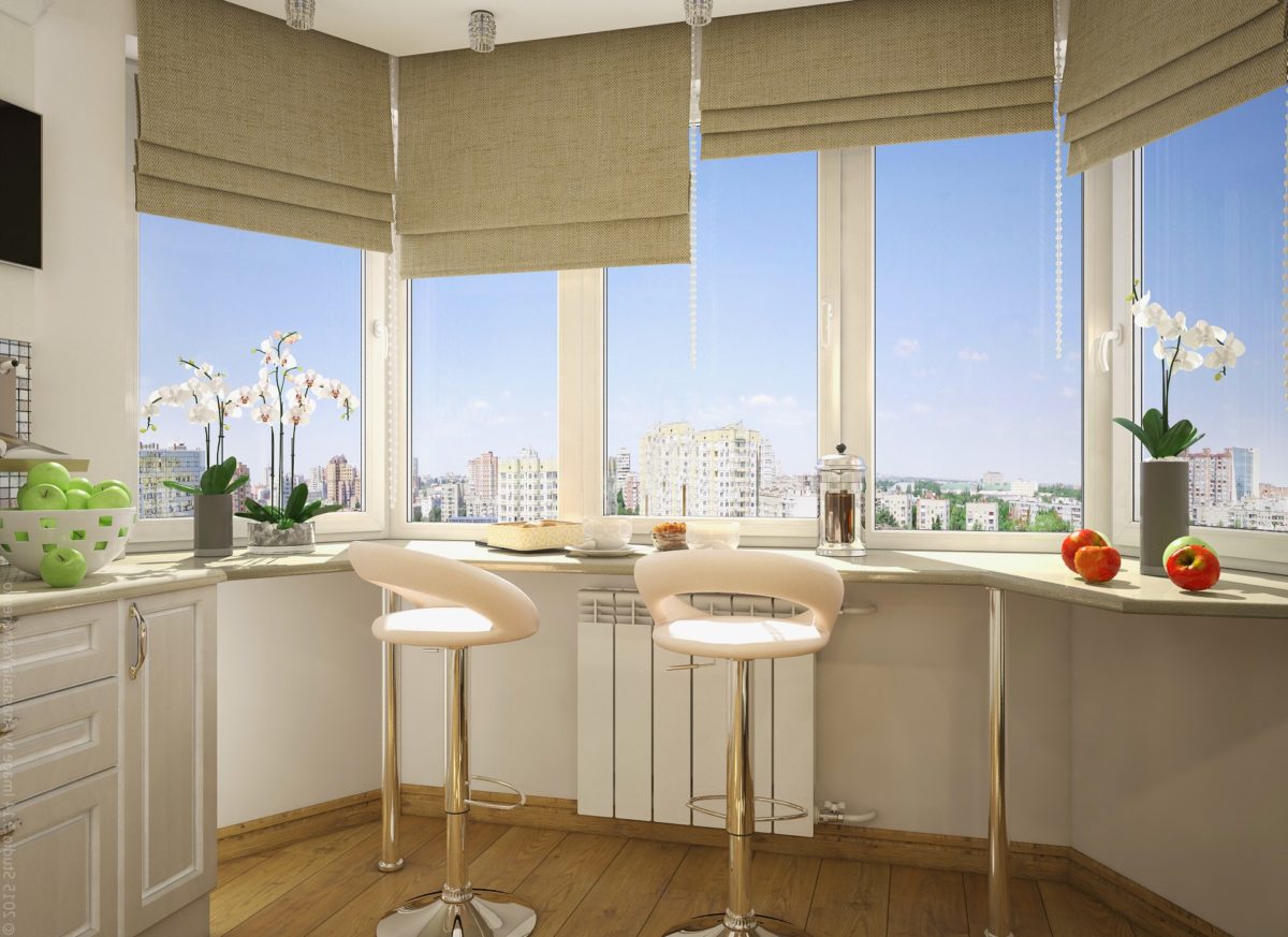 השיש במקום אדן החלון בתצלום עיצוב המטבח