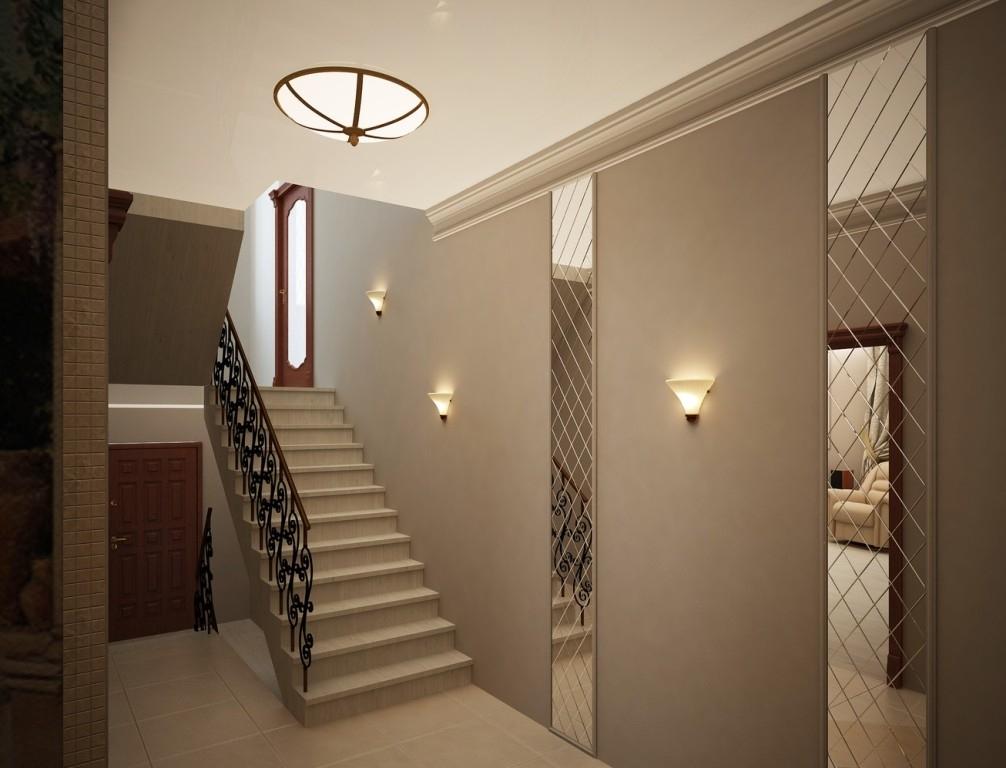 sconces ในห้องโถงพร้อมบันได