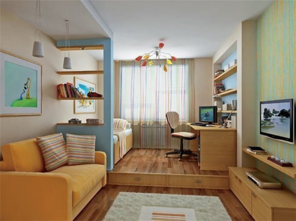 ห้องเด็กในห้องนั่งเล่นของอพาร์ทเมนต์ในเมือง