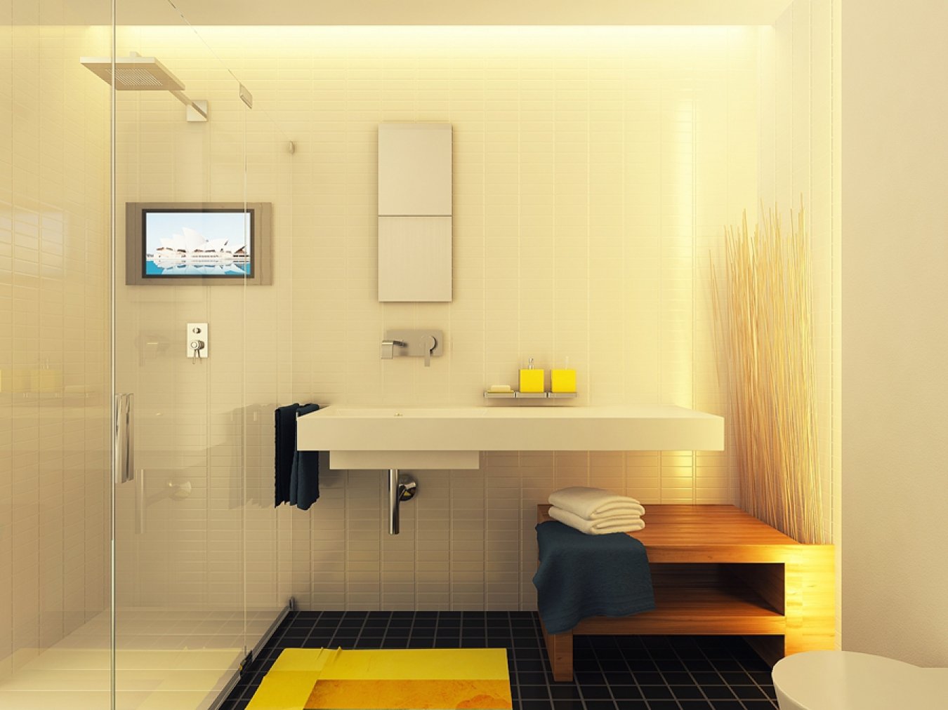 ห้องน้ำในห้องสตูดิโอ 28 ตร.ม.