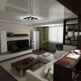 เพดานยืดในห้องนั่งเล่นของบ้านส่วนตัว