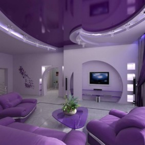 การออกแบบห้องนั่งเล่นในเฉดสีม่วง