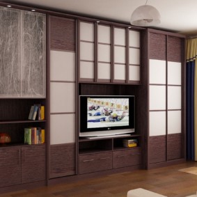 קיר MDF באולם של דירה עירונית