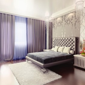 เพดานที่ถูกระงับในการตกแต่งภายในห้องนอน