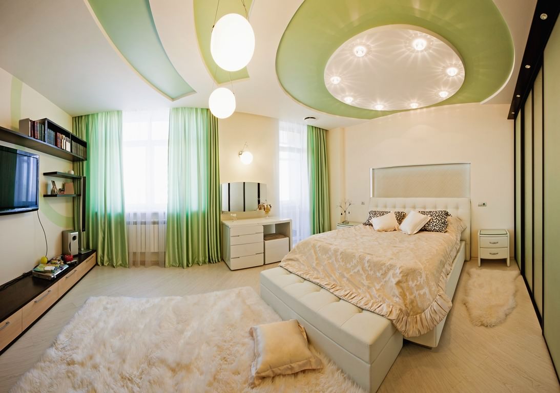เพดานที่ถูกระงับในการออกแบบภาพห้องนอน