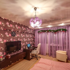 เพดานที่ถูกระงับในตัวเลือกภาพห้องนอน