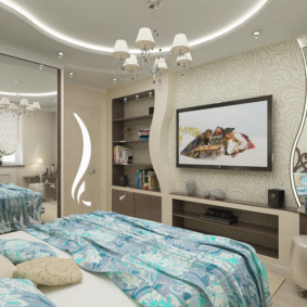 ช่องของ drywall ในการตกแต่งภายในห้องนอน