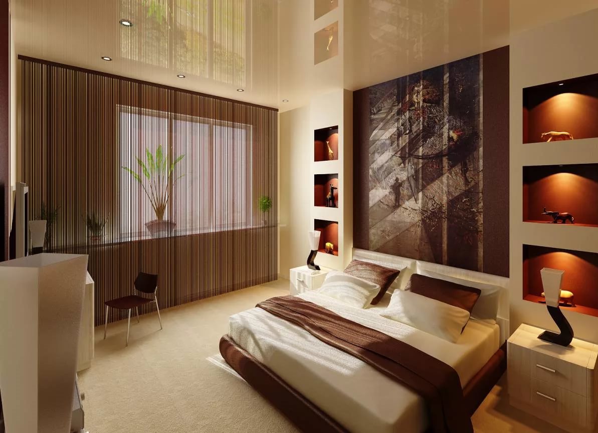 ช่อง drywall ในรูปภาพการตกแต่งห้องนอน