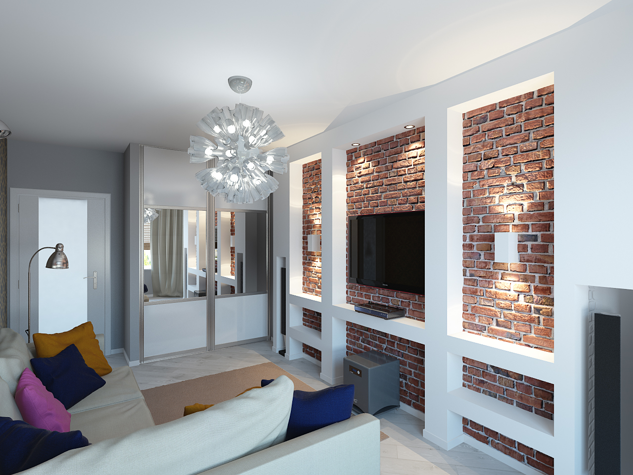ช่อง drywall ในรูปภาพการออกแบบห้องนอน