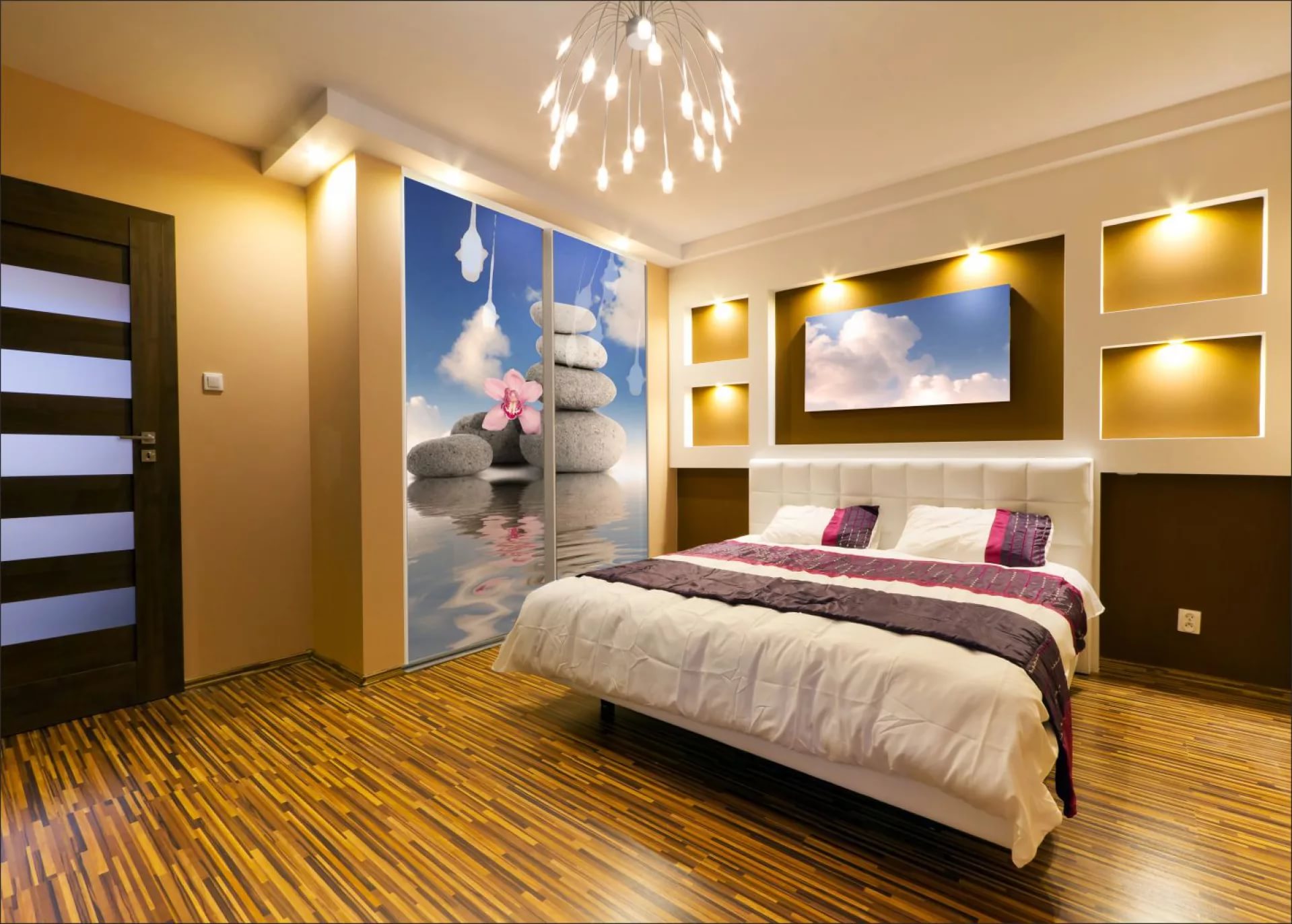 โพรง drywall ในการตกแต่งภาพห้องนอน