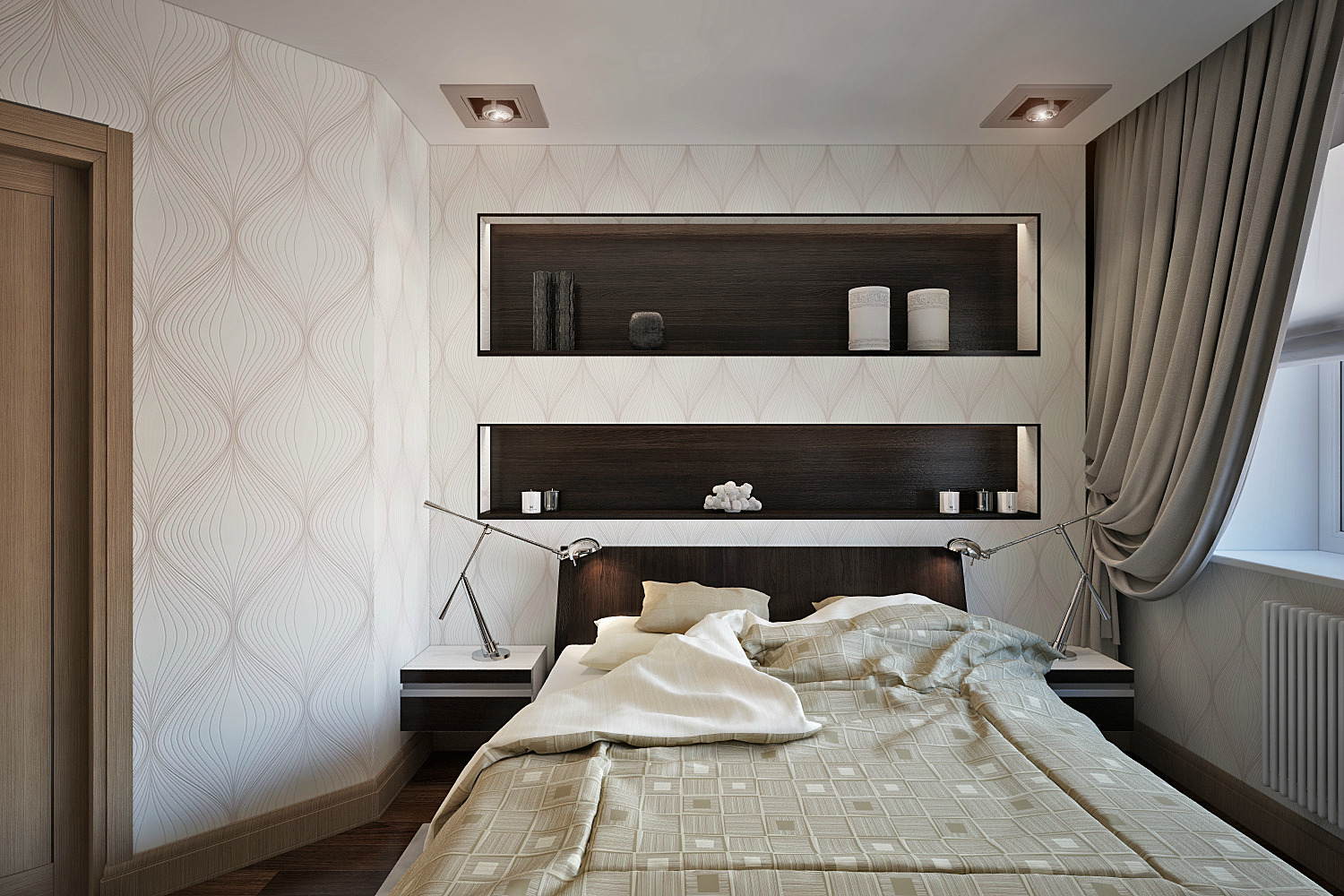โพรง drywall ในการออกแบบภาพห้องนอน
