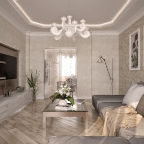 เพดาน drywall สำหรับการออกแบบภาพห้องนั่งเล่น
