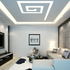 เพดาน drywall สำหรับการออกแบบภาพห้องนั่งเล่น