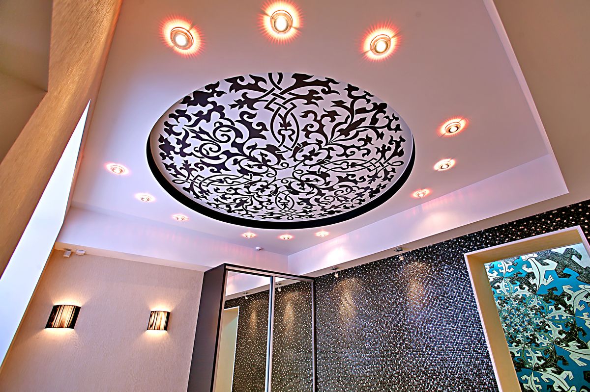 เพดาน drywall สำหรับห้องนั่งเล่นพร้อมพิมพ์ภาพถ่าย