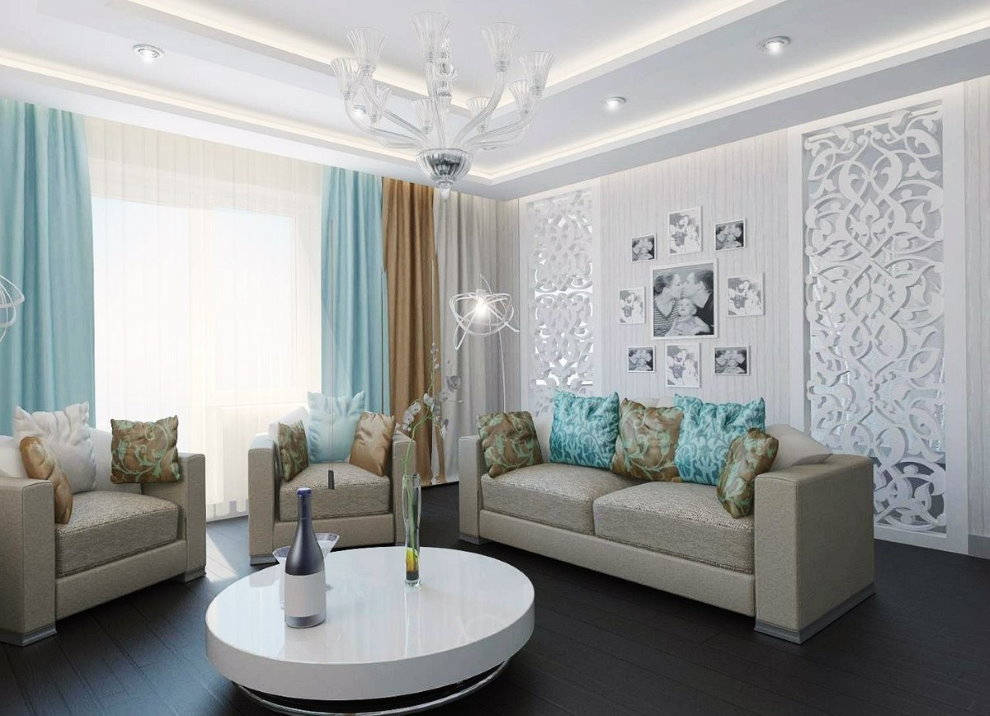 เฟอร์นิเจอร์ตกแต่งในห้องนั่งเล่นของบ้านส่วนตัว