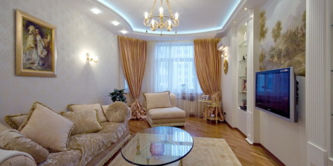 ผ้าม่านในห้องนั่งเล่นคลาสสิก