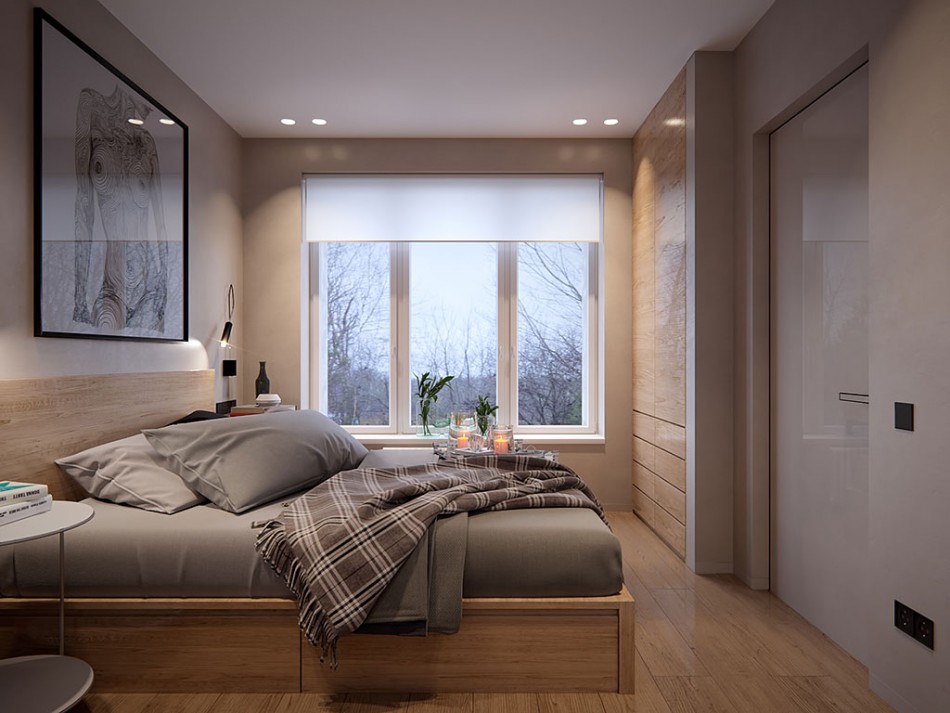 ห้องนอนแสนสบายในอพาร์ตเมนต์ทันสมัย