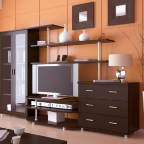ผนังสำหรับทีวีในการตกแต่งภาพห้องนั่งเล่น