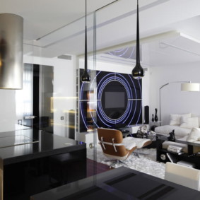 ห้องนั่งเล่นที่ทันสมัยในการตกแต่งภาพในอพาร์ทเมนท์