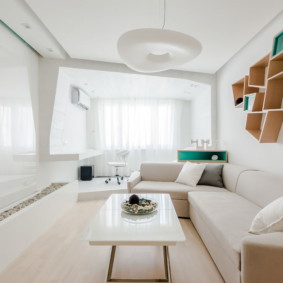 ห้องนั่งเล่นที่ทันสมัยในแนวคิดของอพาร์ตเมนต์