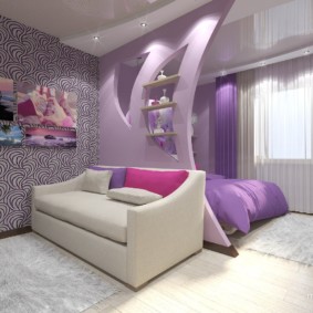 สีม่วงอ่อนในการออกแบบของห้องโถง
