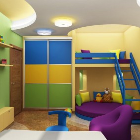 ריהוט לילדים עם חזיתות בוהקות מרובות צבעים