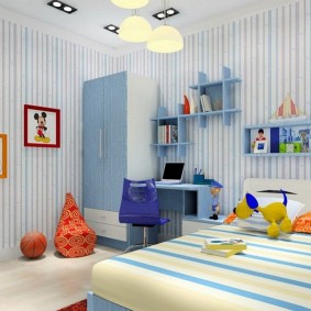 วอลล์เปเปอร์สีน้ำเงินมีแถบสีขาว