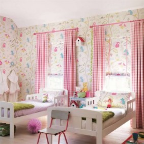 ผ้าม่านสีชมพู Gingham