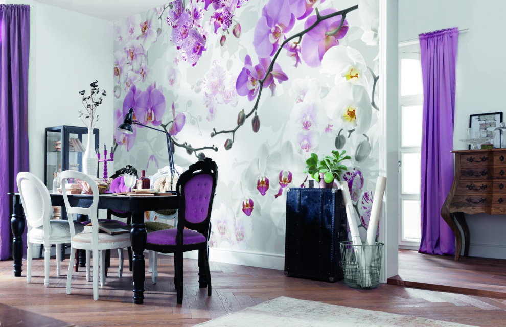 วอลล์เปเปอร์ที่สวยงามในกลุ่มรับประทานอาหารห้องนั่งเล่น
