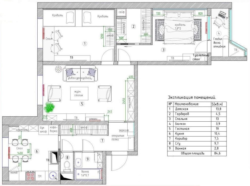 โครงการปรับปรุงอพาร์ทเมนต์สามห้องในบ้านชุด 44T