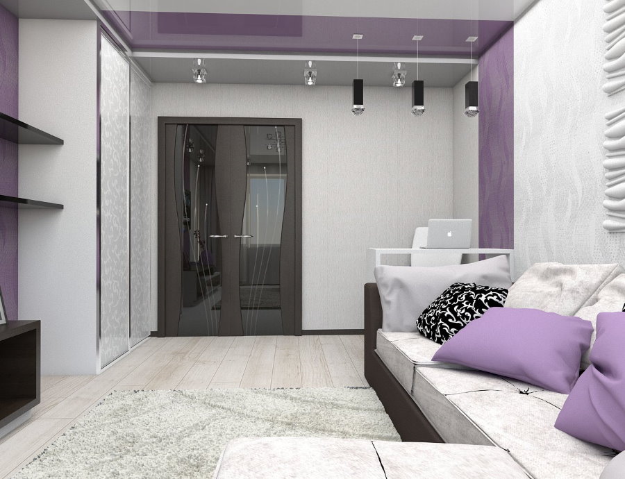 สำเนียง Lilac ในห้องนั่งเล่นที่ทันสมัย