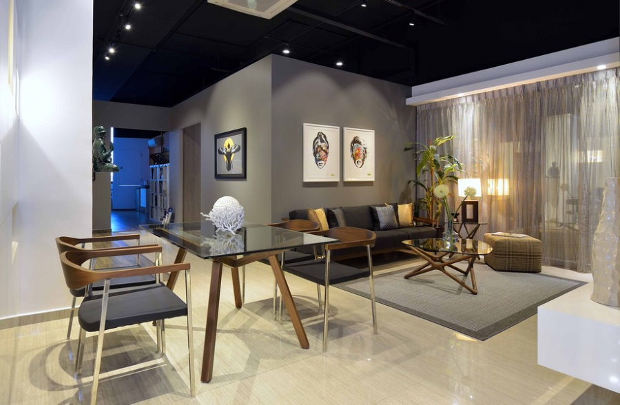เพดานห้องรับแขกสีดำในสไตล์คนเมือง