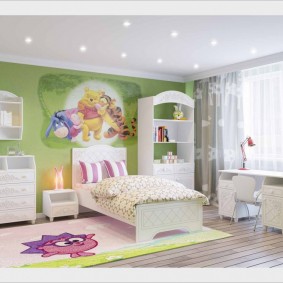 วอลล์เปเปอร์สีเขียวในห้องของเด็ก