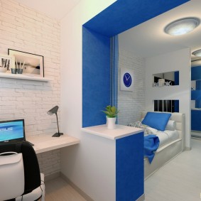 สีฟ้าในการตกแต่งภายในของห้องเด็ก